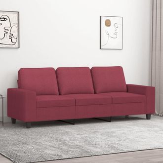 vidaXL Sof&aacute; De 3 Plazas De Tela Rojo Tinto 180 Cm Vidaxl
