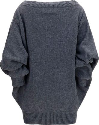Maison Margiela Womens Gray Wool Oves Aries Casual Dress