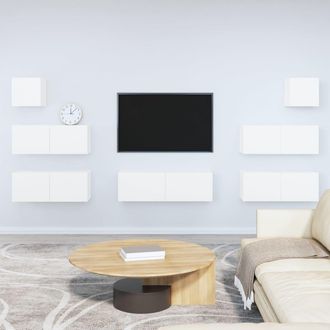 vidaXL Vidaxl - Set De Muebles Para Tv 7 Piezas Madera Contrachapada Blanco