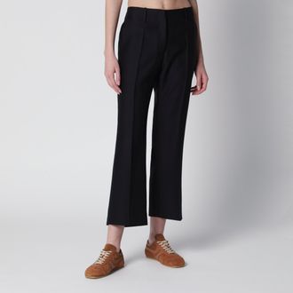 Dries Van Noten Black ankle-length trousers in wool and silk