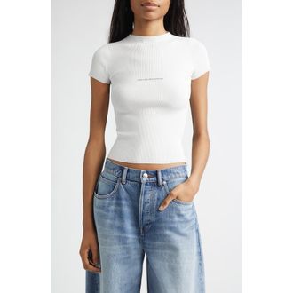 Alexander Wang Jacquard Logo Rib Sweater in White at Nordstrom, Size X-Small