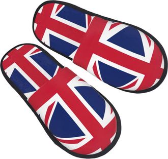 Generic Plush Slippers British Flag Breathable Fleece Slippers Unisex Anti-Slide Slipper For Travel Winter Holiday M