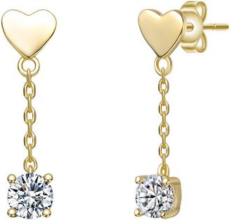 Rachel Glauber 14K Plated Cz Heart Earrings