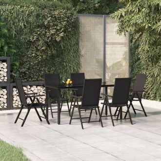 vidaXL Juego De Comedor De Jard&iacute;n 7 Piezas Rat&aacute;n Sint&eacute;tico Negro Vidaxl