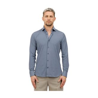 Caliban Kreukvrij technisch stof overhemd - Heren - Casual Overhemden - Blauw - 5XL - Overhemden