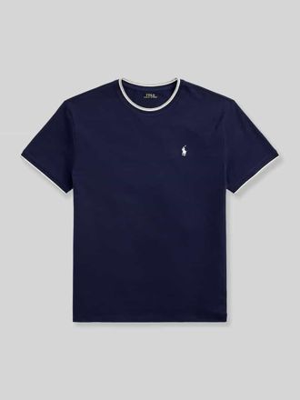 Polo Ralph Lauren Regular Fit T-Shirt aus Baumwoll-Mix mit Kontraststreifen in Marine, Gr&ouml;&szlig;e XXL