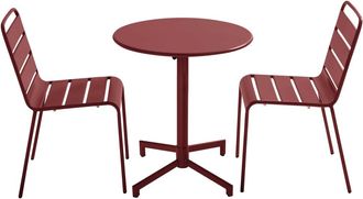 Oviala Conjunto de mesa y 2 sillas de jard&iacute;n de metal morado