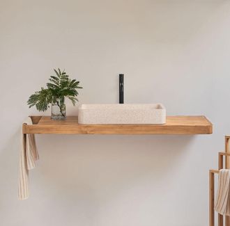 Sklum Conjunto De Mueble De Ba&ntilde;o 130x45 Cm Suspendido En Madera De Teca Neill Sklum