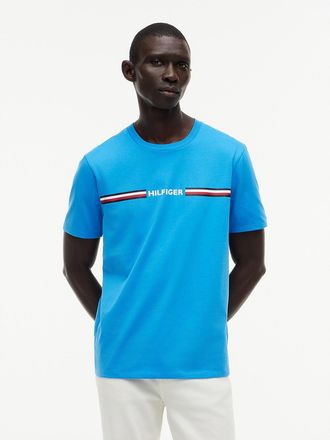 Tommy Hilfiger Mens Hilfiger Signature Stripe Logo T-Shirt - Blue - XXXL