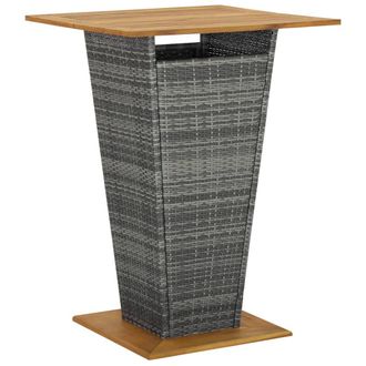 vidaXL Mesa Alta Rat&aacute;n Sint&eacute;tico Y Madera De Acacia Gris 80x80x110 Cm Vidaxl
