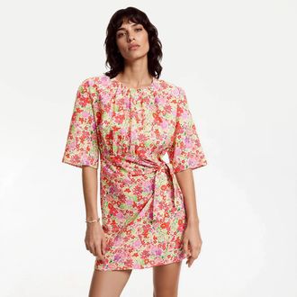 La Redoute Collections Jurk met korte mouwen en striklint met bloemenprint
