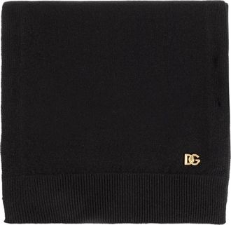 Dolce & Gabbana Cashmere Sjaal met Applicatie - Dames - Wintersjaals - Zwart - ONE Size - Kasjmier - Accessoires