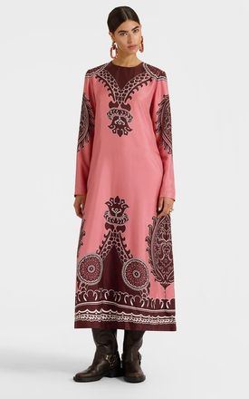 La DoubleJ Long Sleeve Swing Dress in Oltrarno Plac&eacute;e Pink at Nordstrom, Size Xx-Small It