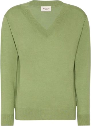 Max Mara Maglia Basic - Dames - V-hals truien - Groen - M - Wol - Truien & Vesten