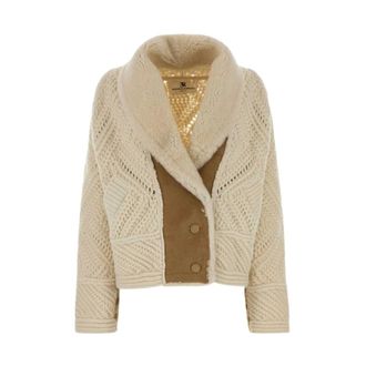 Ermanno Scervino Wol Kapsel Gebreide Jas - Dames - Jassen - Beige - Maat: S Wol