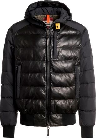 Parajumpers Sly Mix leren en nylon jack - Heren - Gewatteerde jassen - Zwart - S - Nylon - Jassen