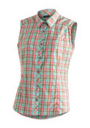 Maier Sports Funktionsbluse MAIER SPORTS Paloma, Damen, Gr. 36, bunt, 85% Polyester, 15% Viskose, Blusen Funktionsbluse, Karierte, &auml;rmellose Bluse f&uuml;r Wandern, Rei