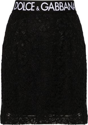 Dolce & Gabbana floral-lace mini skirt - women - Elastane/Polyamide/Viscose/Elastane/Silk - 44 - Black
