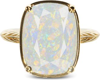 Sterling Forever Sterling Silver Elongated Cushion Opal Cocktail Ring