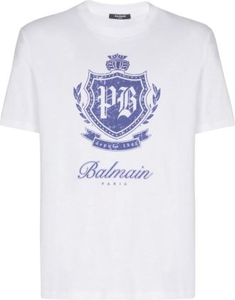 Balmain Short-sleeved T-shirt with College Eble print