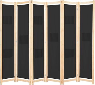 vidaXL Biombo Divisor De 6 Paneles De Tela Negro 240x170x4 Cm Vidaxl