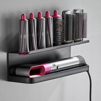 No Brand Juego De 4 Soportes Autoadhesivos Para Cepillos De Pelo (2 Negros + 2 Blancos) - No Requiere Perforaci&oacute;n, Universal Para Rizadores Y Secadores De Pelo