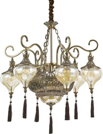 Ideal Lux Ideal Lux Harem - Ara&ntilde;a De Luces &Aacute;mbar Con Brazos M&uacute;ltiples, 9 Luces, Acabado De Lat&oacute;n Antiguo, E27