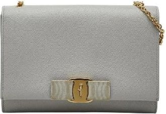 Ferragamo Pre-owned Cross Body Bags, female, Gray, Size: ONE SIZE Pre-owned Leather Shoulder Bag