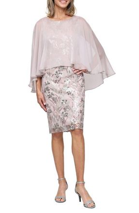 S.L. Fashions Sequin Chiffon Cocktail Dress in Blush Multi at Nordstrom, Size 18