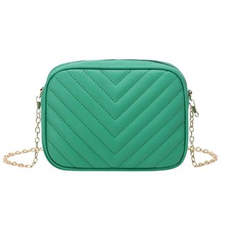 Generic Women Messenger Bag Fashion Simple Stripe Chain Shoulder Bag Purse Practical Kids Messenger Bag (Green, One Size)