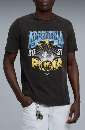 Puma Fanpack 90s Bespoke Argentina Cotton Graphic T-Shirt in Puma Black/Team Light Blue at Nordstrom, Size Xx-Large