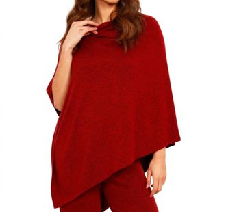 French Kyss Solid Asymmetrical Poncho In Wine
