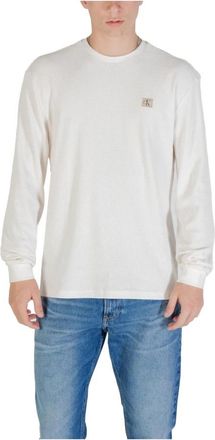 Calvin Klein Jeans Witte Ronde Hals Gebreide Trui - Heren - Ronde hals truien - Wit - L - Katoen - Truien & Vesten