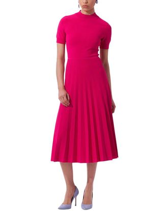Carolina Herrera Mock Neck Pleated Knit Dress