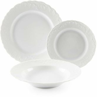 Excelsa Excelsa Elisa Rococ&ograve; Servizio Piatti 18 Pezzi, Porcellana, Bianco