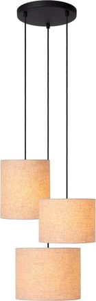 Lucide Lámpara colgante de algodón 3xE27, beige
