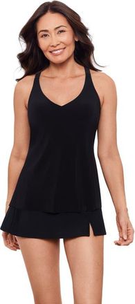 Aqua Green Supportive Y-Back Full Coverage Tankini Swimsuit Top in Black at Nordstrom, Size X-Large
