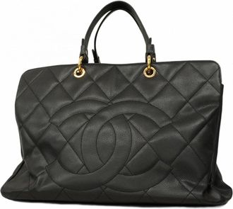 Chanel Black Grained Calfskin Tote Bag (Pre-Owned)