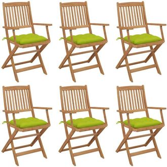 vidaXL Vidaxl - Sillas De Jard&iacute;n Plegables 6 Uds Y Cojines Madera Maciza Acacia