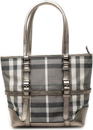 Burberry Pre-owned Burberry Small Shimmer Check Canvas Tote CNQINCHOQIN
