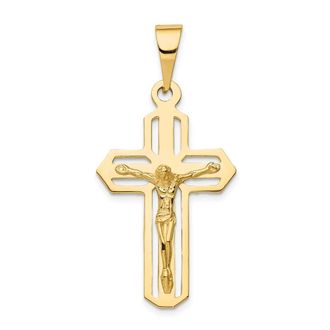 Diamond2Deal 14k Yellow Gold Polished Cut-out Crucifix Pendant