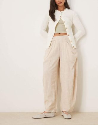 Free People high road barrel leg pull-on pants in birch-Neutral