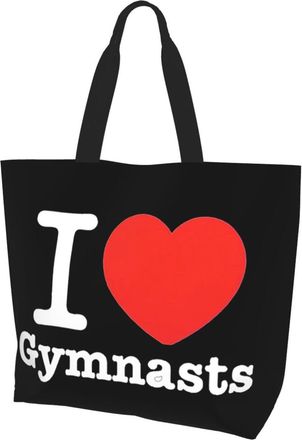 AOOEDM I Love Gymnastics Ladies Canvas Tote Reusable Shopping Bag