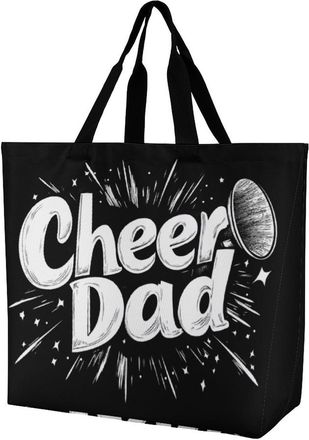 Generic Cheer Dad Cheerleading Father Tote Bag Reusable Grocery Shopping Bags Large Travel One Shoulder Handbag for Picnic Work