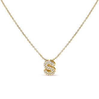 House of Brilliance 10K Gold Diamond Accent A-Z Initial Bubble Pendant Necklace