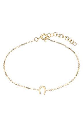 Zoe Lev Jewelry Tiny Horseshoe Chain Bracelet in Yellow Gold at Nordstrom
