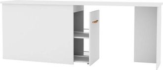 Muemue Escritorio Con Zapatero 110 Blanco Cuero 76,5x202x45