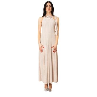 D.exterior Maxi Dresses, female, Pink, Size: S Abito lungo con fiocco e intarsio