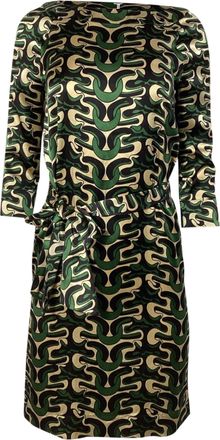 Diane Von Fürstenberg Belted Mini Dress in Green Silk