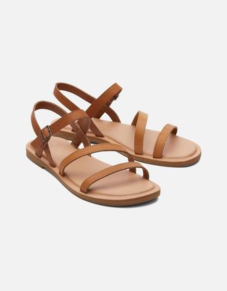 Toms Womens TOMS Kira Leather Womens Tan Sandals - Brown - Size: 8